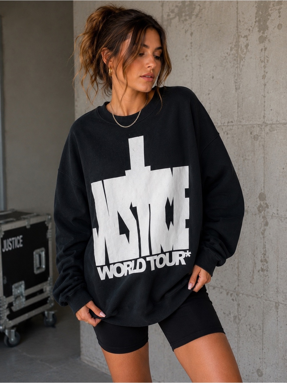 Justin Bieber Justice World Tour Sweatshirt Black Graphic Crewneck unisex A3